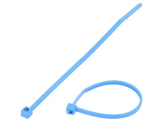 Kabelbinder; L: 100mm; W: 2,45mm; polyamide; 80N; blauw; Ømax: 22mm Kabelbinder; L: 100mm; W: 2,45mm; polyamide; 80N; blauw; Ømax: 22mm